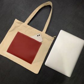 Túi vải canvas phối da PU màu đỏ - PD01