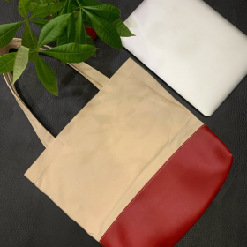 Túi vải canvas phối da PU màu đỏ - PD02