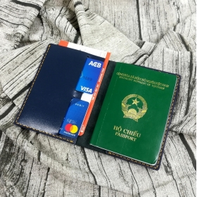 Ví đựng passport da bò mẫu 04 màu xanh navy